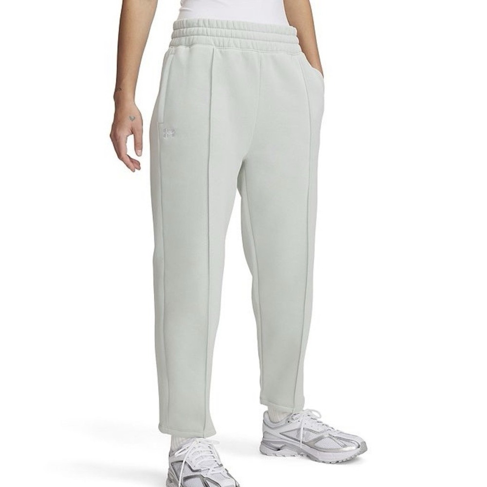 NWT Under Armour UA Rival Fleece Pintuck Ankle Pants Women's Large Hydro Green